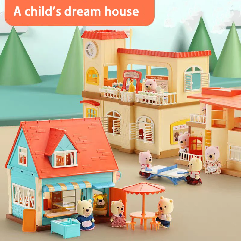 Casa delle bambole in scala 1:12 Mini Villa Negozio di gelati Supermercato Scuola Scena ospedaliera Cottage Modello Mobili in miniatura Ragazza Giocattolo Regalo