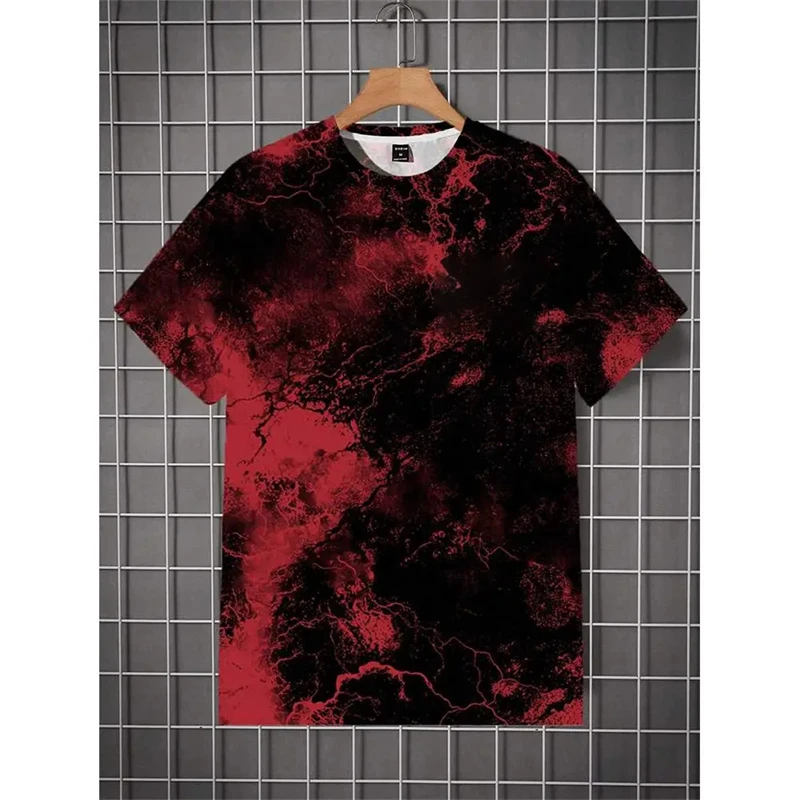 Men\'s Fashion Tie-Dye 3D Print Tshirt Short Sleeve Tops Summer Street Personality Harajuku Tees Oversized Kids O Neck T Shirt