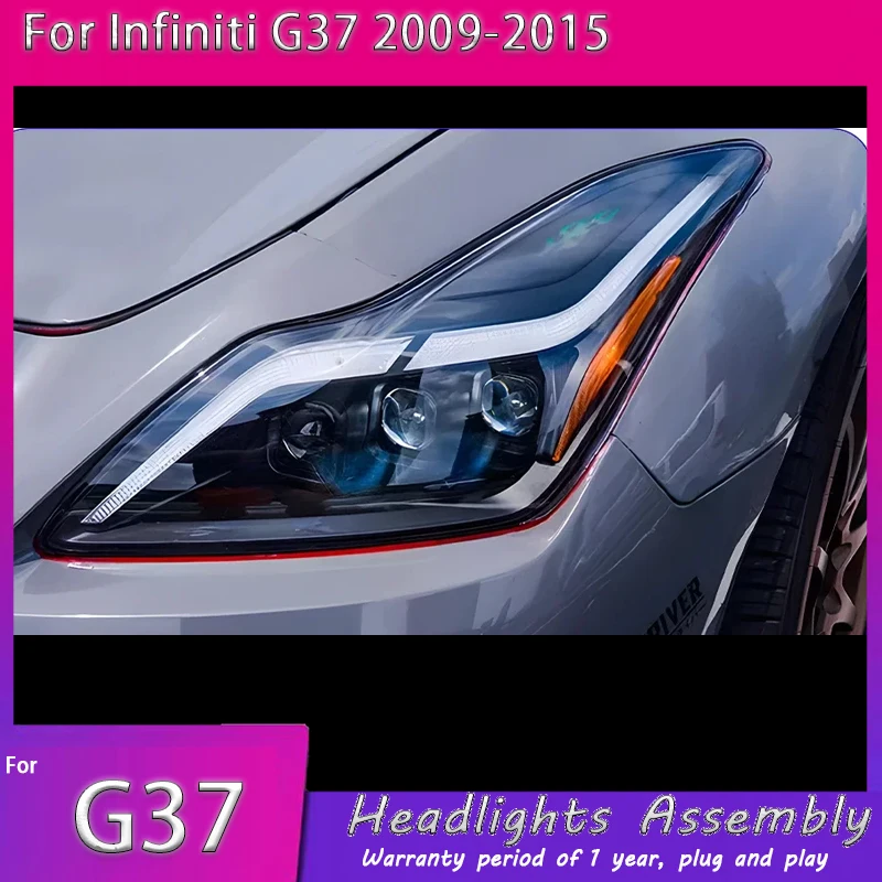 Car Front Lamps For Infiniti G37 2009-2015 LED Auto Headlights Assembly Upgrade Dynamic Flashing 3 Projector Lens Accessories