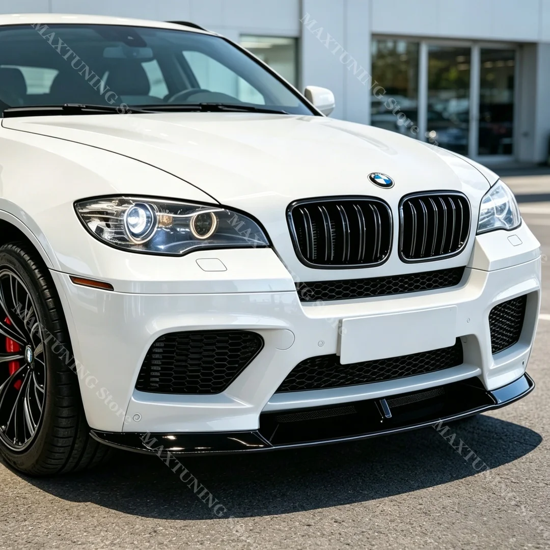 3PCS For BMW X5M E70 2010-2014 Front Bumper Splitter Lip Gloss Black ABS Car Diffuser Stickers Exterior Body Kit Tuning