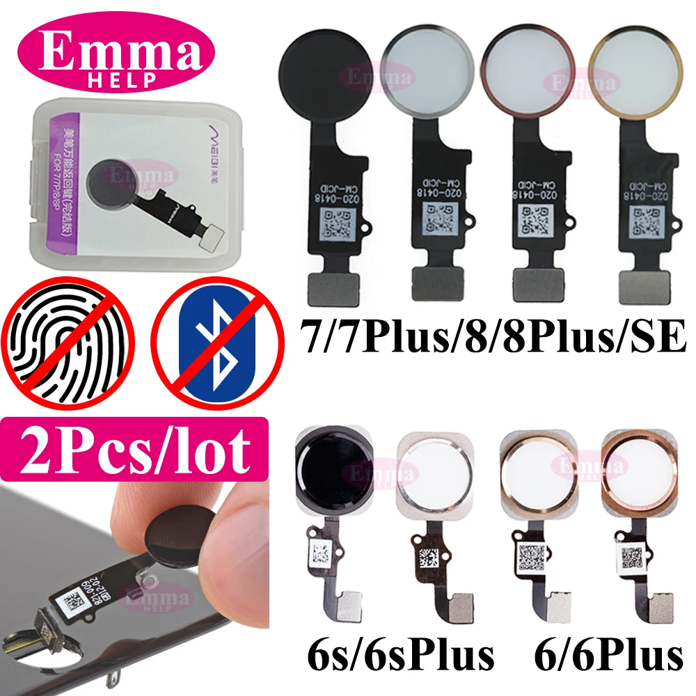2szt Przycisk Home Flex Cable Return Dla iPhone 7 8 6 6s Plus Uniwersalne złącze klawisza menu bez odcisków palców bez Touch ID