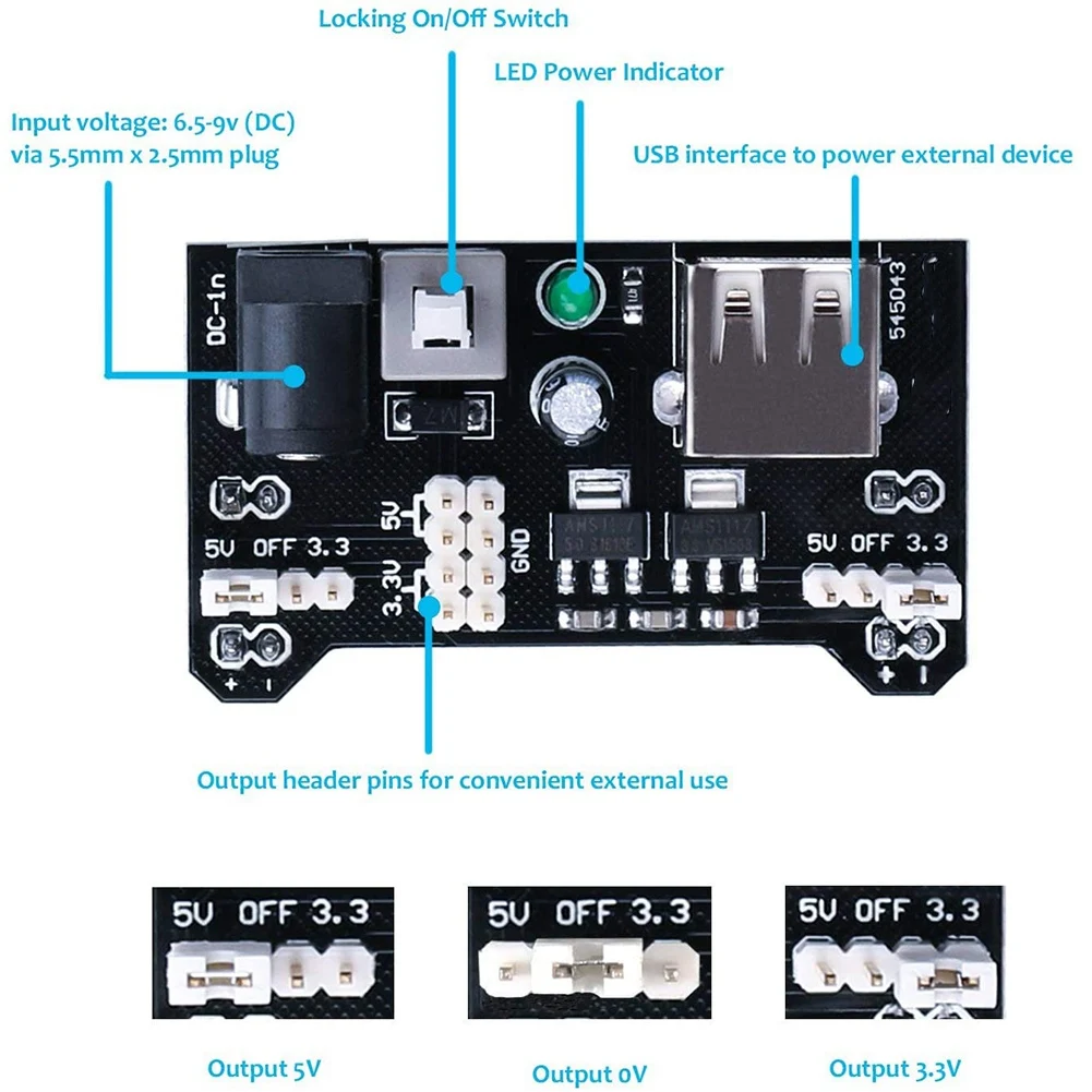 電源モジュール付き電子楽しいキット,ジャンパー線,精度のポテンショメータ,arduino用の830ブレッドボード,Raspberry pi,w