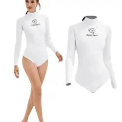 Super Elastic 2.5mm Neoprene Bikini Wetsuit Women Long Sleeve Skin Diving Suit Sun-proof Surfing Snorkeling One Piece Swimwear