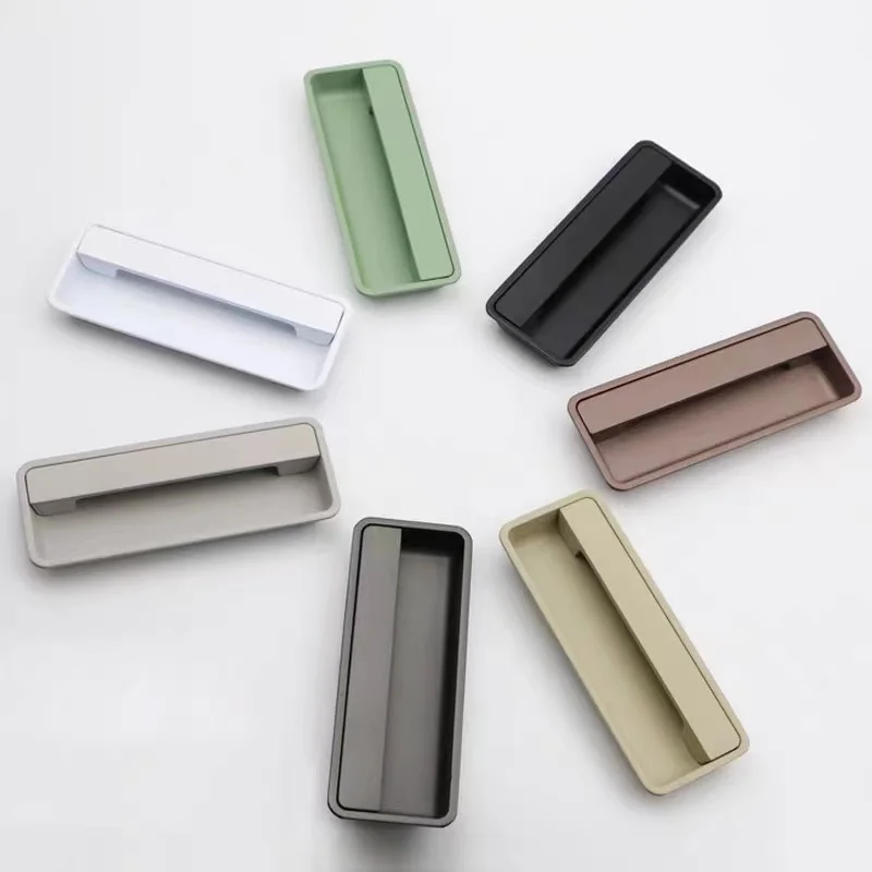

2PC Recessed Hidden Handles for Sliding Doors Modern Minimalist Invisible Pulls for Wardrobe Cabinets Drawers Furniture Hardware