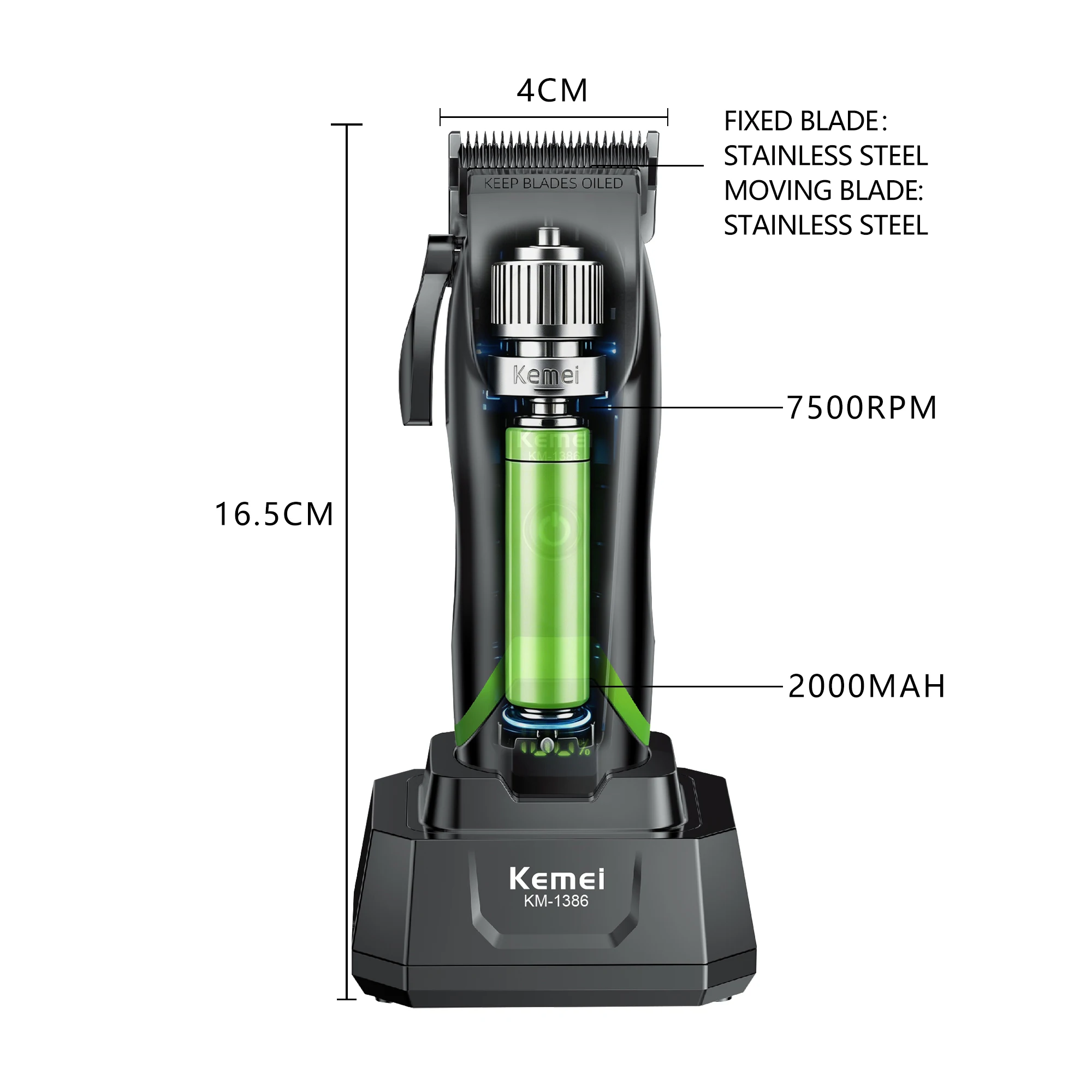 Kemei 1386 Hair Cutting Machine Full Set Professional Trimmer Man Set Kemei 1385 Men's Hair Clipper Professional Barber Kit