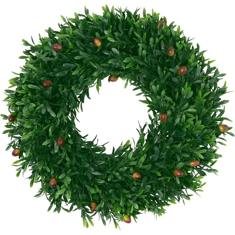 

Весенне-летний венок из зеленого самшита - декор для дома и свадеб, украшение для стен и окон, зеленый и коричневый цвета