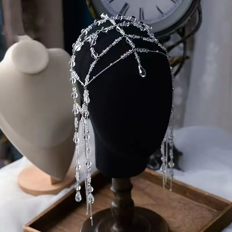 Shiny Bride Headpiece Fairy Crystal Tassel Eyebrow Pendant Banquets Performances Catwalk Shows Headpiece Accessories