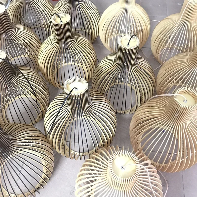 Hand-made Wooden Birdcage Pendant Lamp Netherlands Home Decoration E27 Suspension Light Indoor Led Lighting For Dining Room Bar