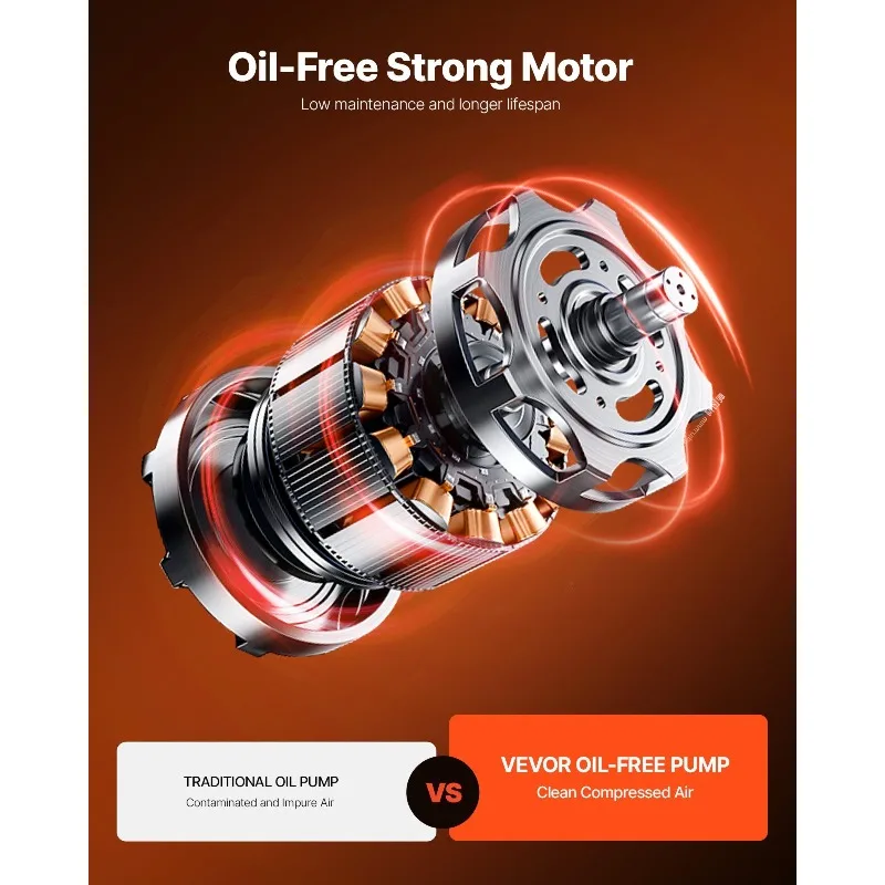 Sprężarka powietrza 6-galonowa 1,7 KM 2,3 CFM przy 90 PSI i maksymalnym ciśnieniu roboczym 150 PSI