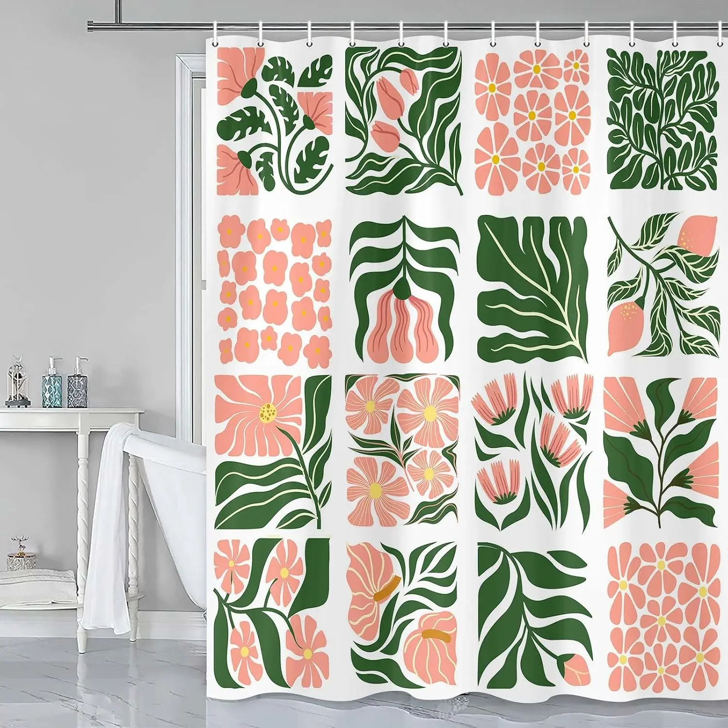 Waterproof Tropical Floral Botanical Leaf Print Shower Curtain Aesthetic Bathroom Decor Shower Curtain 72x72 Inch
