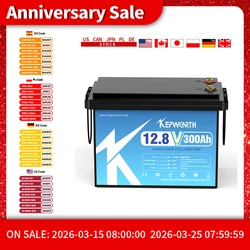 KEPWORTH 12V 300Ah LiFePO4 Battery, Built-in 200A BMS 3840Wh Energy Deep Cycles, Perfect for Off-Grid, Motorhome, Solar System