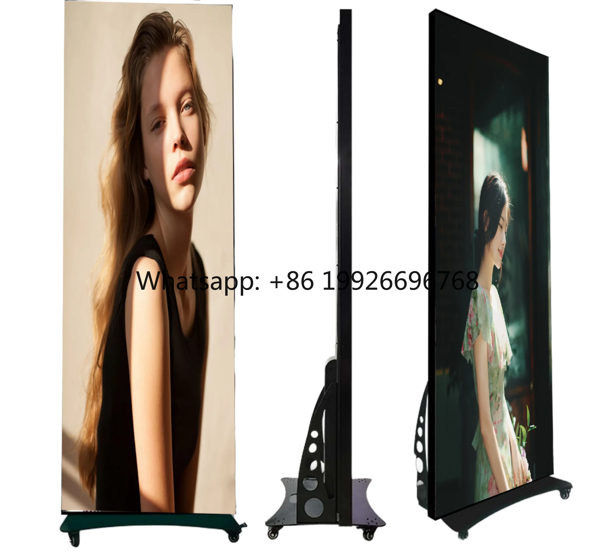 80-Inch P1.86 Spliceable Indoor LED Display USB Plug-and-Play Digital Foldable Poster Screen Floor Standing Advertising Black