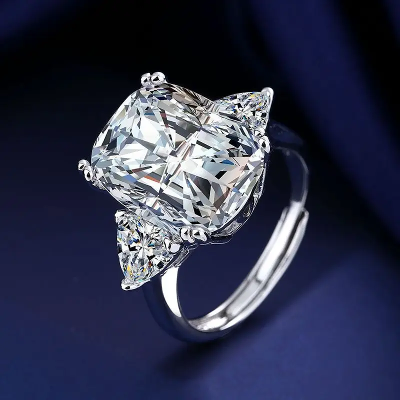 Korean-style exquisite ring for ladies, 6 carats, pentagram shape, fashionable, high-quality, luxurious party jewelry
