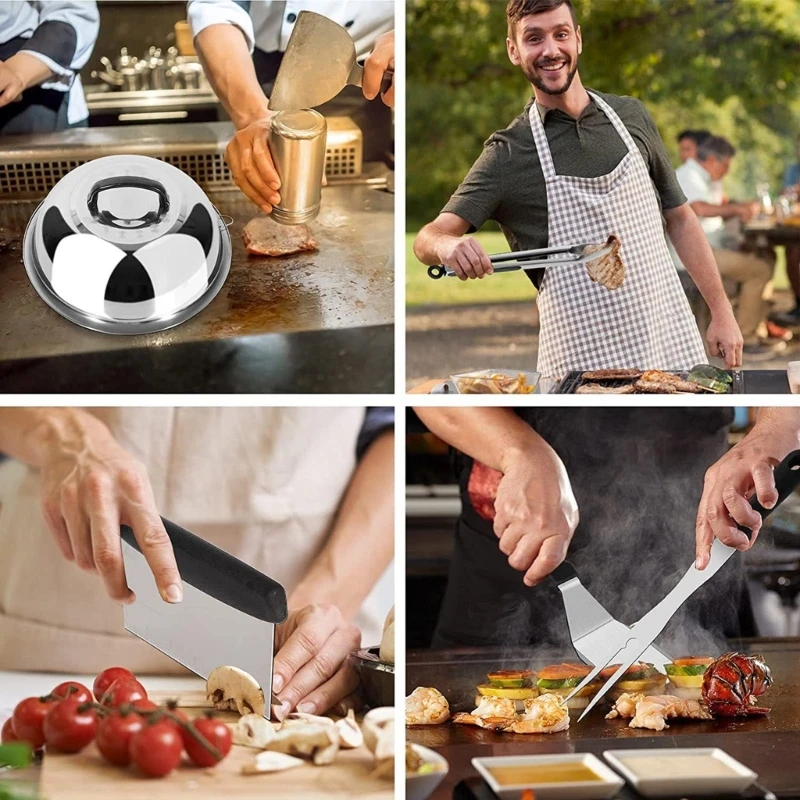 14Pcs Grilling Accessories with Scrapers, Shovel, Tongs, Burgers Press, Eggs Rings TOP quality