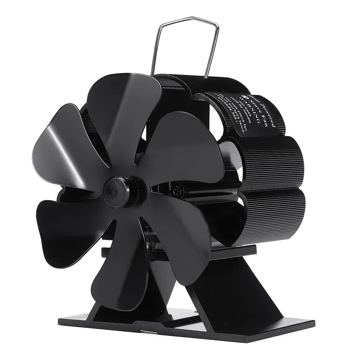 5 / 6 Blades Black Fireplace Heat Powered Stove Fan Log Wood Burner Eco Friendly Quiet Fan Home Efficient Heat Distribution