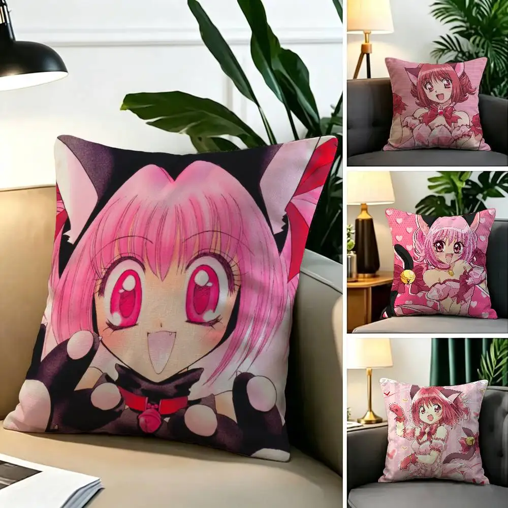 Hot Anime T-Tokyo Mew Mew  Square Double-Sided printed Pillow Case Bedroom Bedside Pillow Sofa Cushion Cover