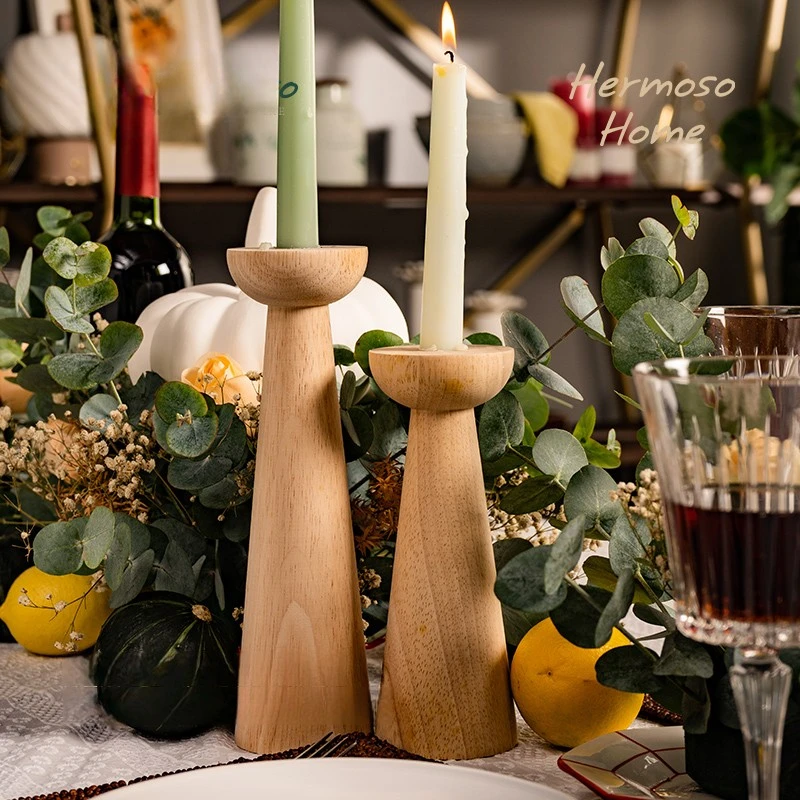 

Solid Wood Candle Holder Handcrafted Teak Candelabra for Aromatherapy & Romantic Dinner Decor Table Centerpiece Candle