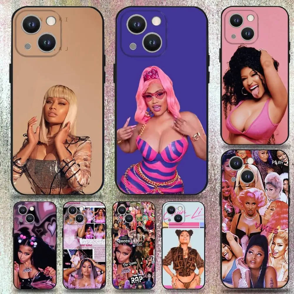 

Nicki Minaj Rapper Phone Case For iPhone 16,15,14,13,12,11 Plus,Pro Max,XS,X,XR,SE,Mini,8,7,Soft Silicone Black Cover