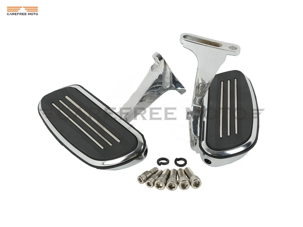 Chrome Motorcycle Streamline Passenger Floor Board & Bracket Moto Foot Rest case for Harley Touring 1993-2016