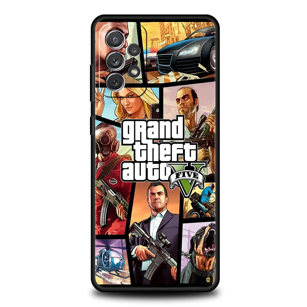 Чехол для телефона Grand Theft Auto GTA 5Game для Samsung Galaxy A15 A14 A25 A54 A34 A51 A71 A72 A73 A32 A52 A52S A11 A21S 5G Soft Shell