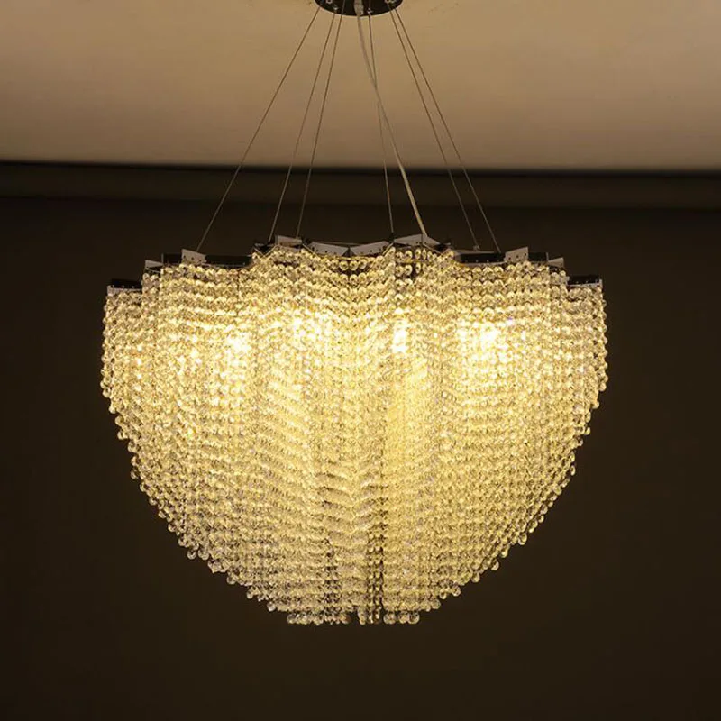 

BOSSEN Luxury American Style Dimmable Chandelier with Round Luster Crystal Pendant Chain for Dining Room Villa Hotel