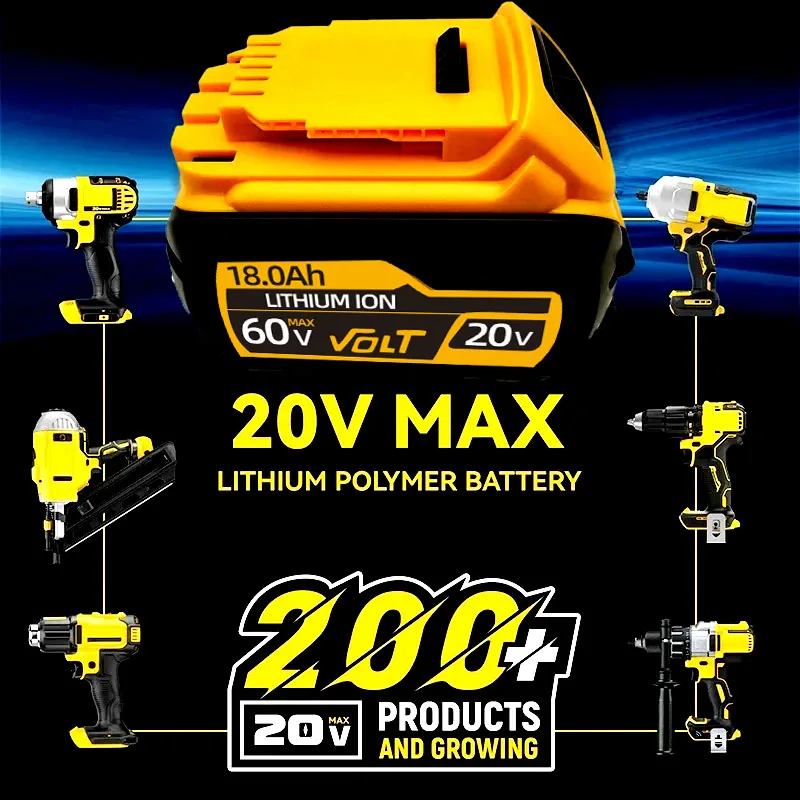 Pro lithium-iontové baterie DEWALT s maximálním napětím 60 V, vhodné pro baterie DCB609, DCB184, DCB200, DCB204, DCB205, DCB206, 6,0 Ah/12,0 Ah - náhled 2