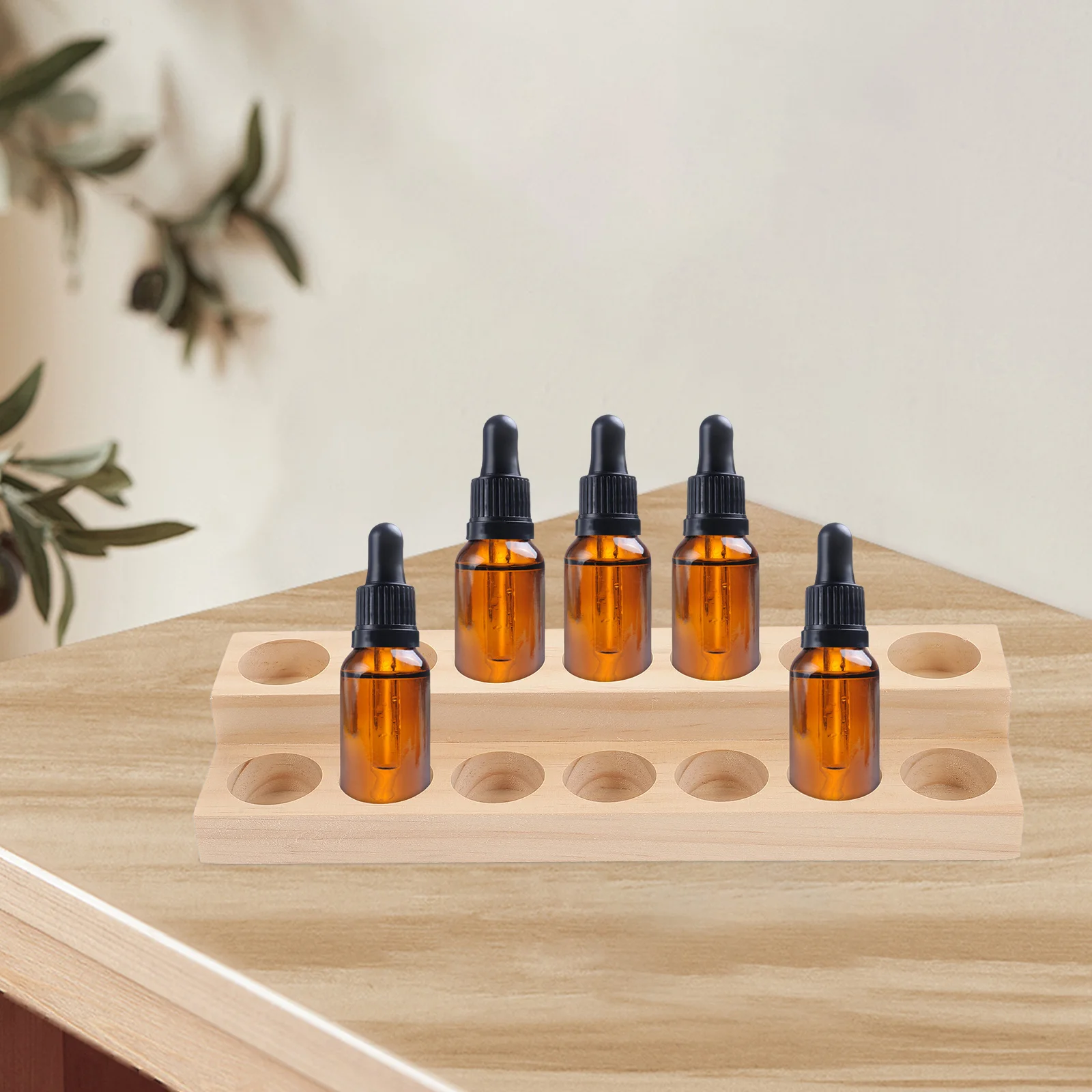 

2 Layers Wooden Essential Oil Holder Organizer Storage Bottle Display Stand Aromatherapy Case Box Container Rack Home Supplies