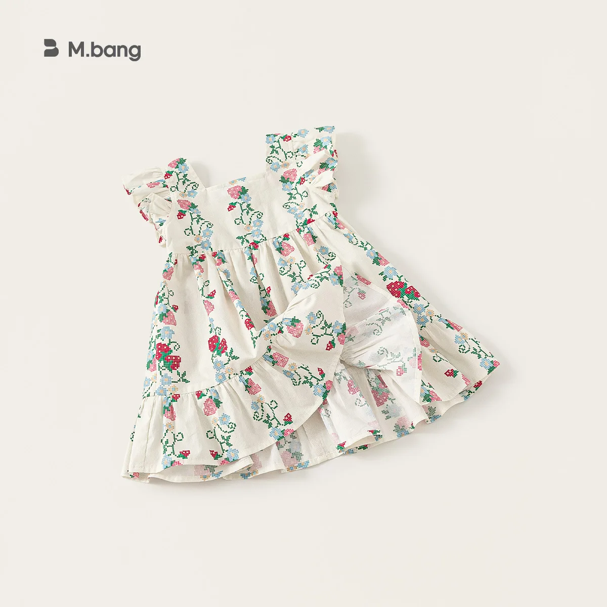 Girls Summer Dress Strawberry Print Square Neck Kids Princess Dress Flutter Sleeve Kids Skirt