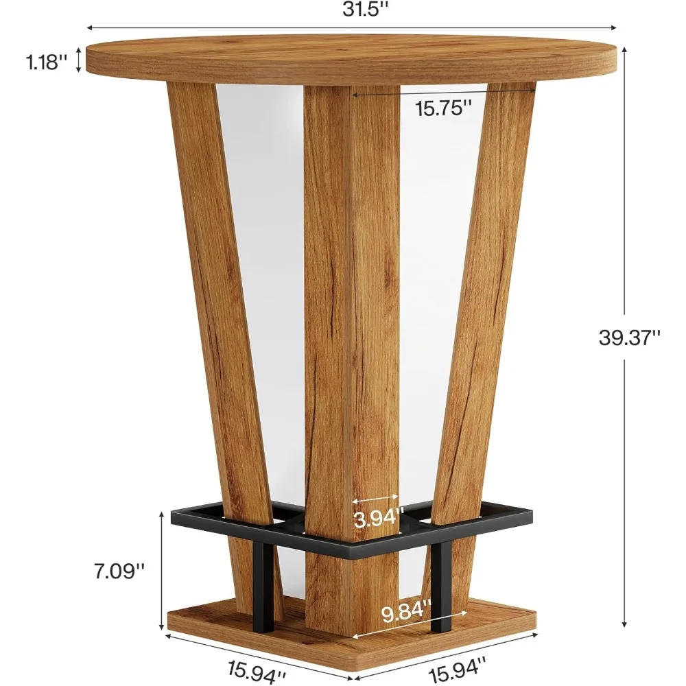 Round Bar Table, 39.4 Inches High, with Metal Feet