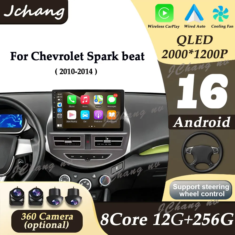 Car Radio For Chevrolet Spark Beat 2010 - 2014 Carplay 10 inch Android 16 WIFI AUTO GPS Navi Video DSP Stereo Multimedia Player