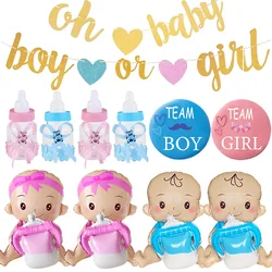 Chłopiec lub dziewczyna Banner z Baby Shower dekoracje świąteczne płeć odsłonić Hung trznadel ciąża ogłoszenie złota brokatowa dostaw