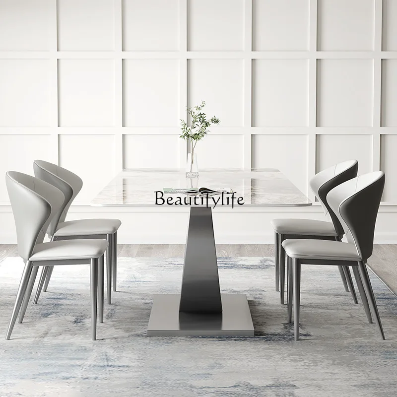 X59 طاولة طعام إيطالية بسيطة بحجم شقة طاولة طعام فاخرة وحديثة وبسيطة #5