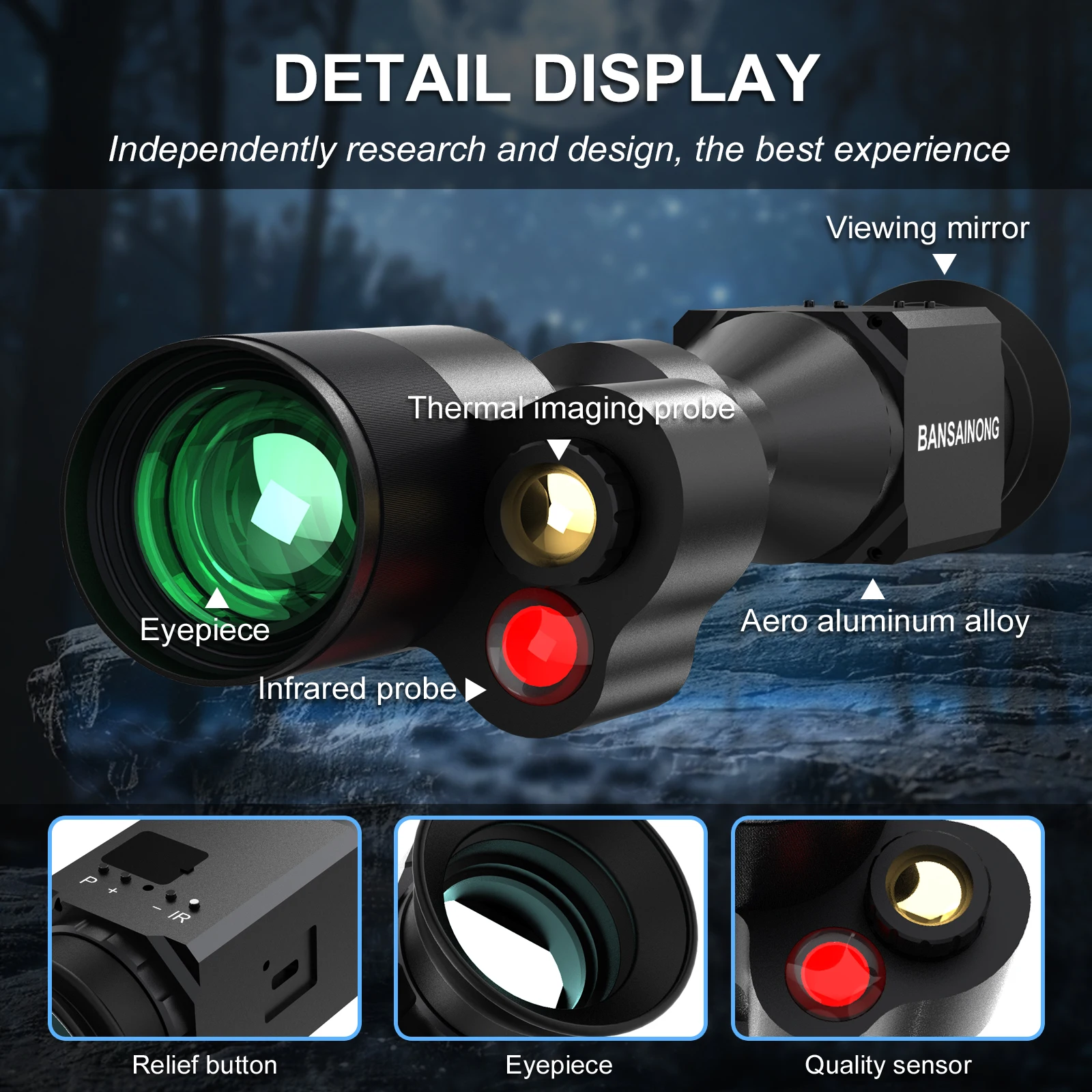 2025 التصوير الحراري ثنائي النظام يده للرؤية الليلية نطاق 256x192 دقة 12 ميكرون 60 هرتز معدل التحديث 11 لون قابل للتعديل