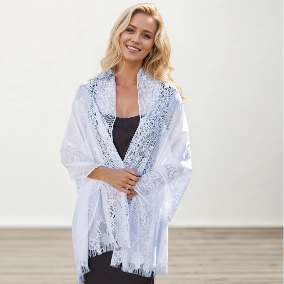 Cross-border hot selling classic hollow lace scarf bride bridesmaid evening dress shawl wedding dress prom shawl for women