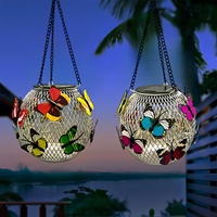 1pc Solar-Powered Butterfly Lanterns Metal Hanging Outdoor Lights, Yard Decor - Holiday Gift Solar Outdoor Decorations