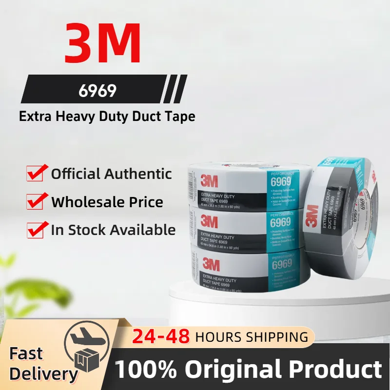 

3M 6969 Extra Heavy Duty Duct Tape Multi Purpose Professional Grade Waterproof Duct Tape for Sealing Holding