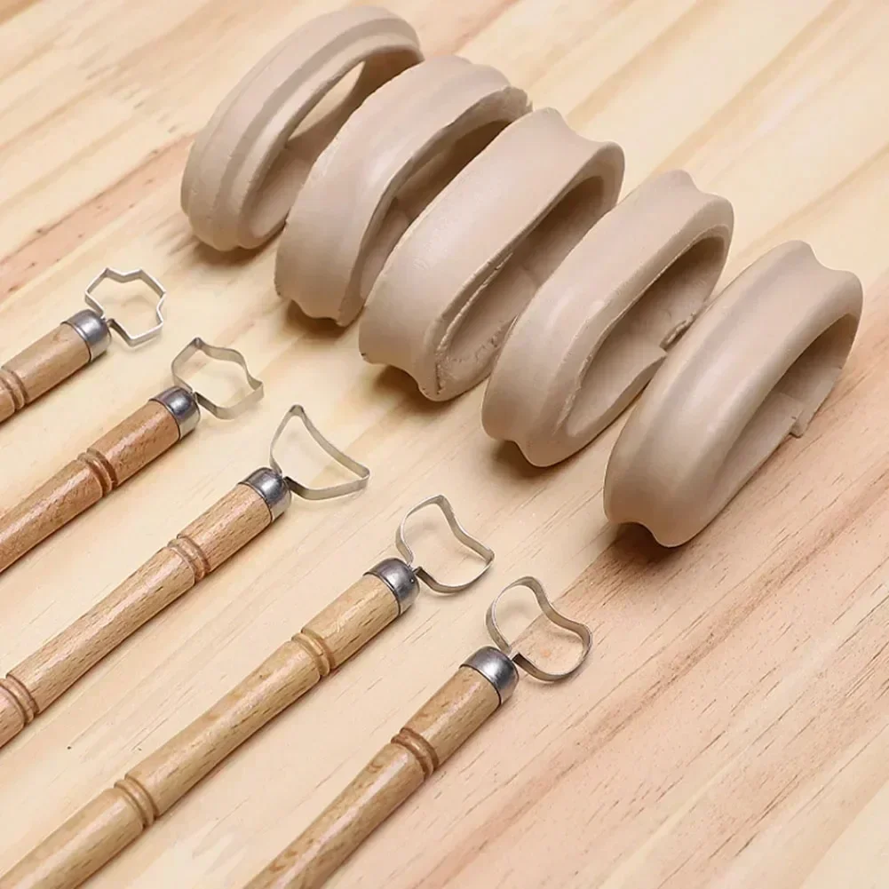 5PCS Pottery Handle Shaping Tools Tea Cup Water Glass Handle Carving Scraper DIY Ceramic Pot Shaping Crafting Tools