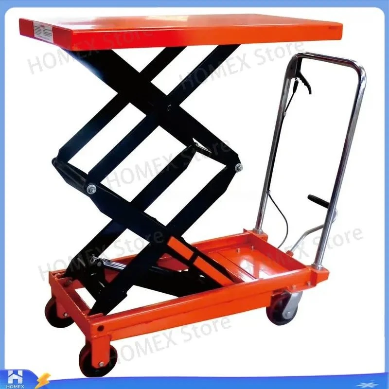 170cm Manual Scissor Lift Trolley 200cm Hydraulic Platform for Baking Dough Tray Oven Feed Mobile Lifting Table Warehouse