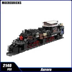 City Railroad Aurora Winter Train Carriage with Motor Building Block Model Railway Passenger Tracks Technology Modular Brick Toy