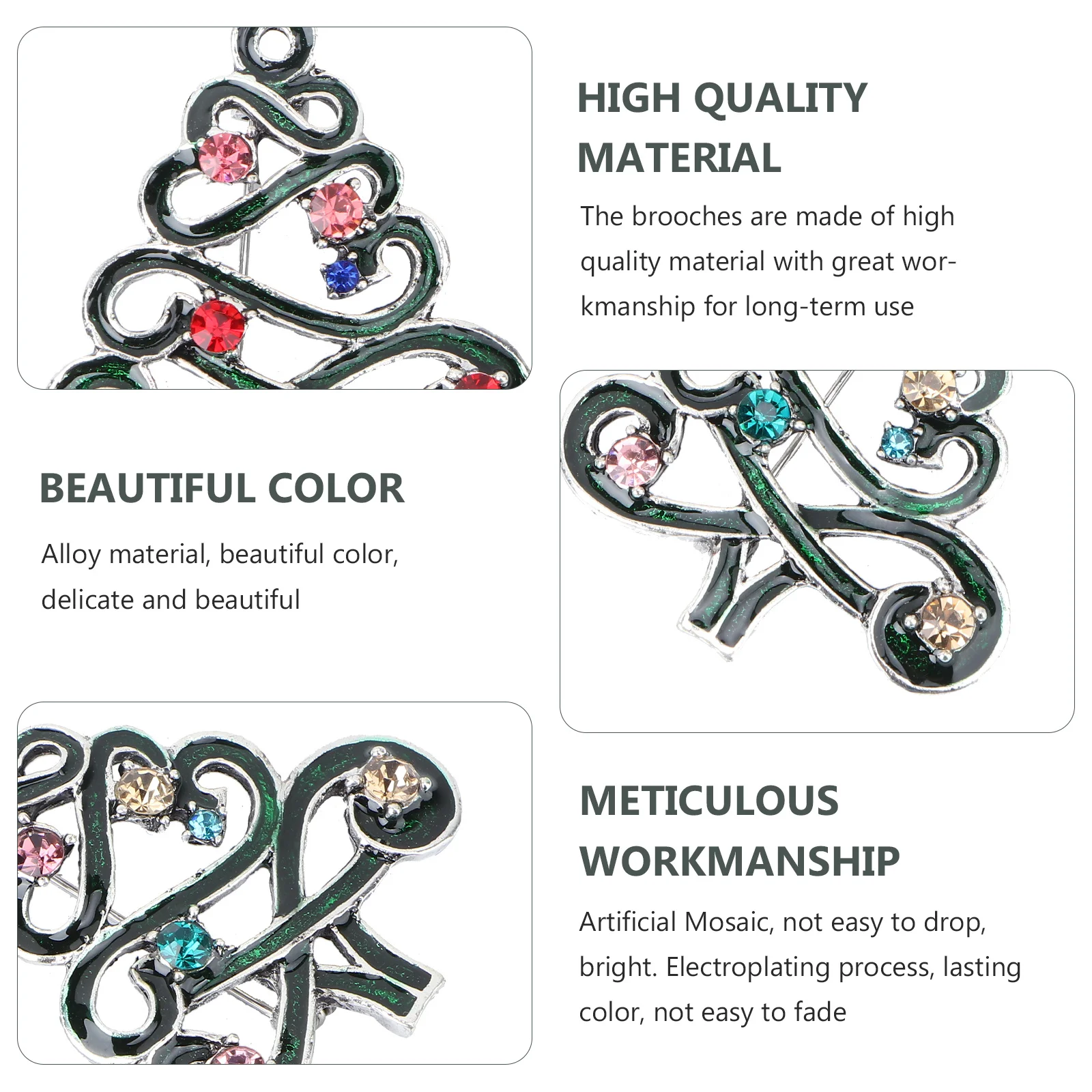 

2Pcs Christmas Brooch Decor Alloy Breast Pin Festive Clothes Accessory for Bag Coat Jacket Hat Shawl Daily Wear Gift