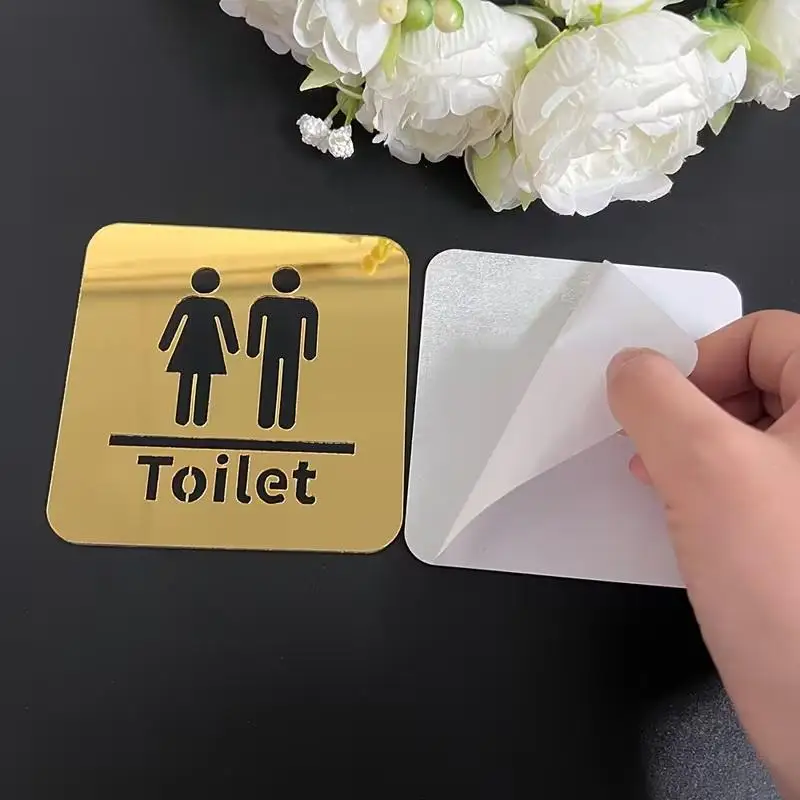 3.94-inch Acrylic Toilet Sign For Men And Women, Bathroom Identification, Round And Square Toilet Mirror Decals For Home Decor.