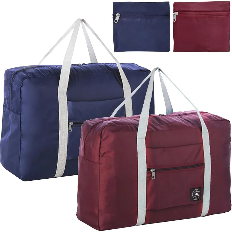 

Foldable Travel Duffel Bags 2PCS Tote Carry On Lage Spirit Airlines Personal Item Sports Gym Weekender Overnight Bags for Women