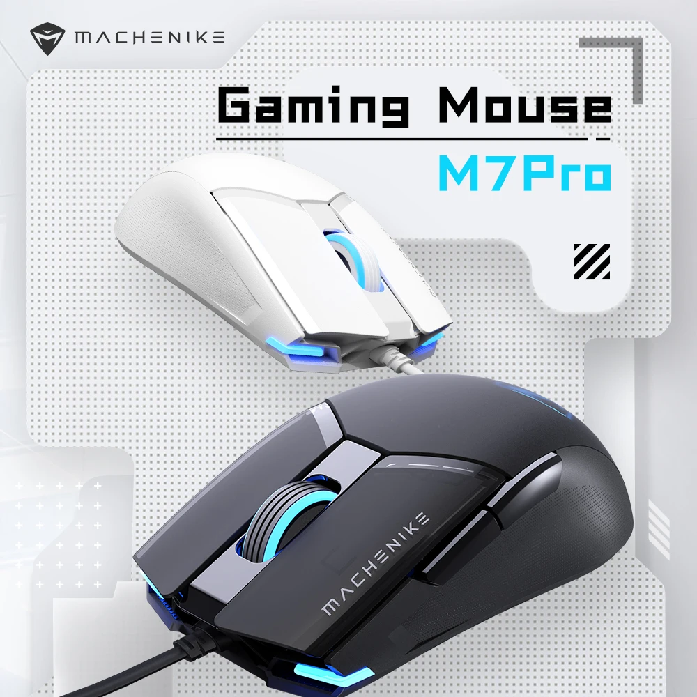 Machenike M7Pro Wired Gaming Mouse USB Instant A825 12800DPI 1000Hz 7 Button 65g RGB For Laptop PC Mouse Gamer
