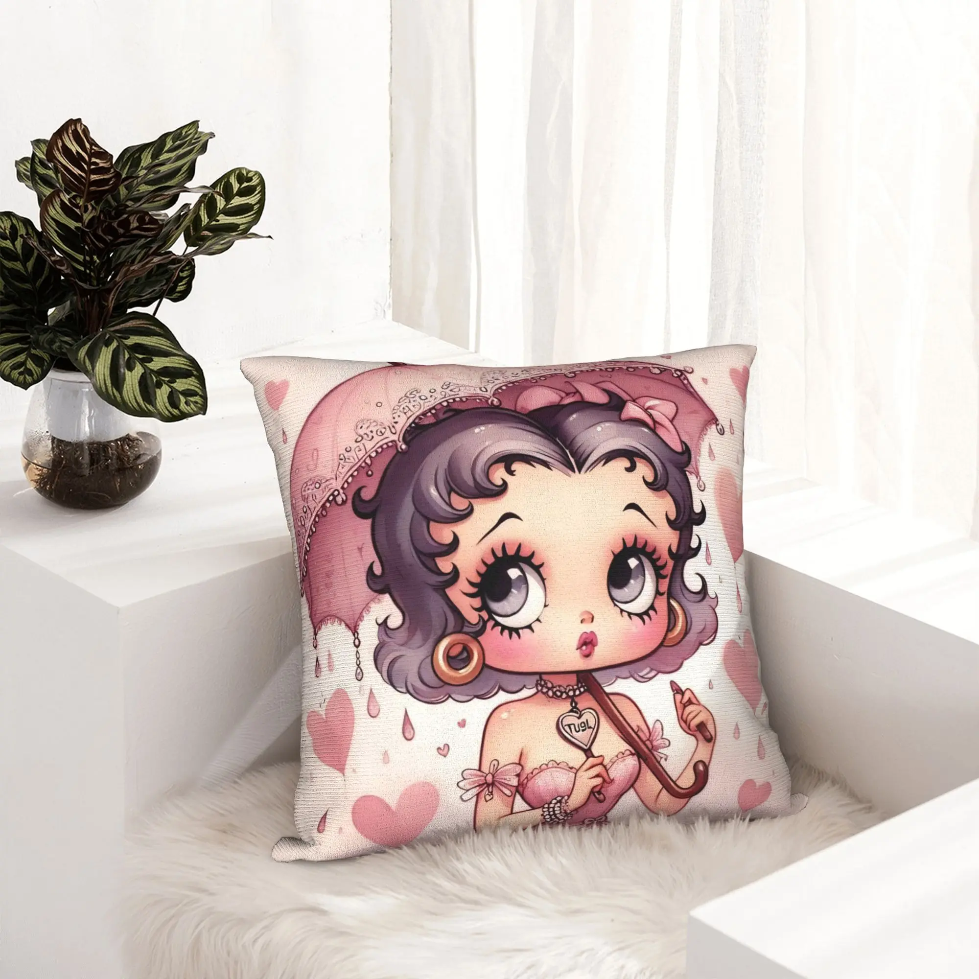 Anime B-Betty BoopS Pillowcase Printed Polyester Cushion Cover Decorative  Throw Pillow Case Cover Bed Square 45*45cm