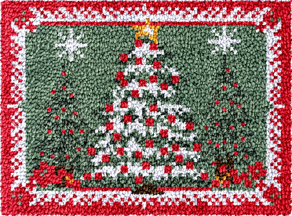 DT2541 Christmas tree Embroidery Canvas Latch Hook Kits, Unfinished Acrylic Yarn, Embroidery Cushion, Cross Stitch Carpet