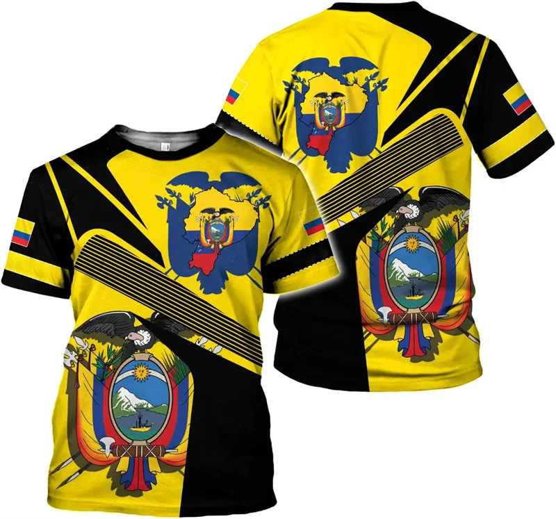 جديد علم الإكوادور تي شيرت الرجال والنساء عادية مستديرة الرقبة كبيرة ملابس بأكمام قصيرة Harajuku الشارع القمم ملابس الشارع الشهير