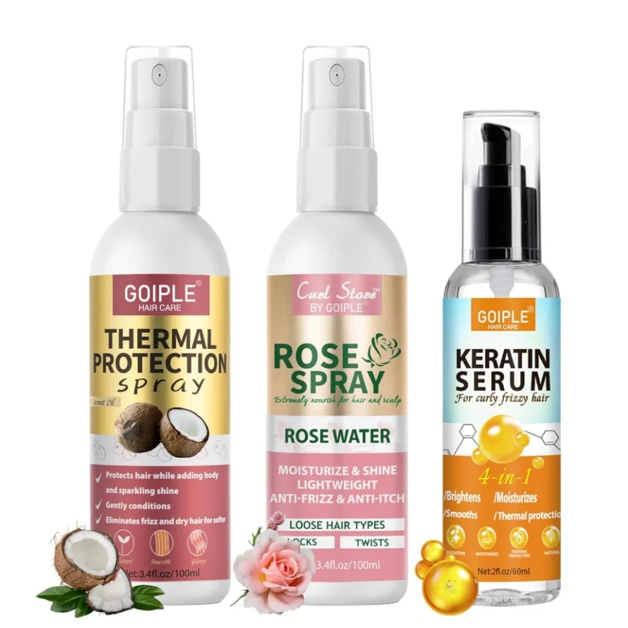 

Спрей для термозащиты для защиты от ультрафиолета. Увлажняющий роза. Гладкий спрей. Кератиновая сыворотка. Контроль вьющихся волос и блеска. Несмываемый кондиционер.