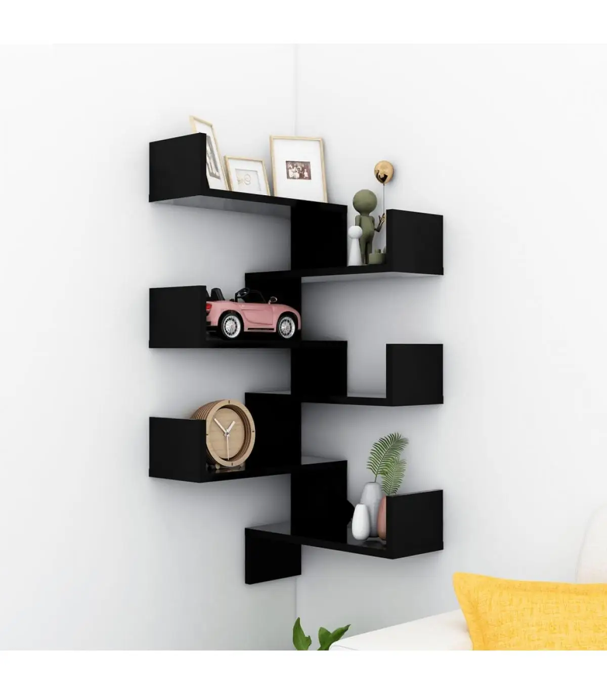 2 Pcts Black 40x40x50cm Wall Corner Shelf Shelves