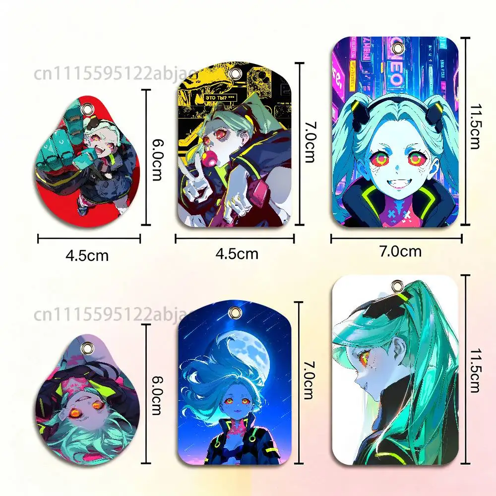 R-REBECCA Card Case Leather Card Holder Keychain Key Ring Transportation Card Case With Lanyard