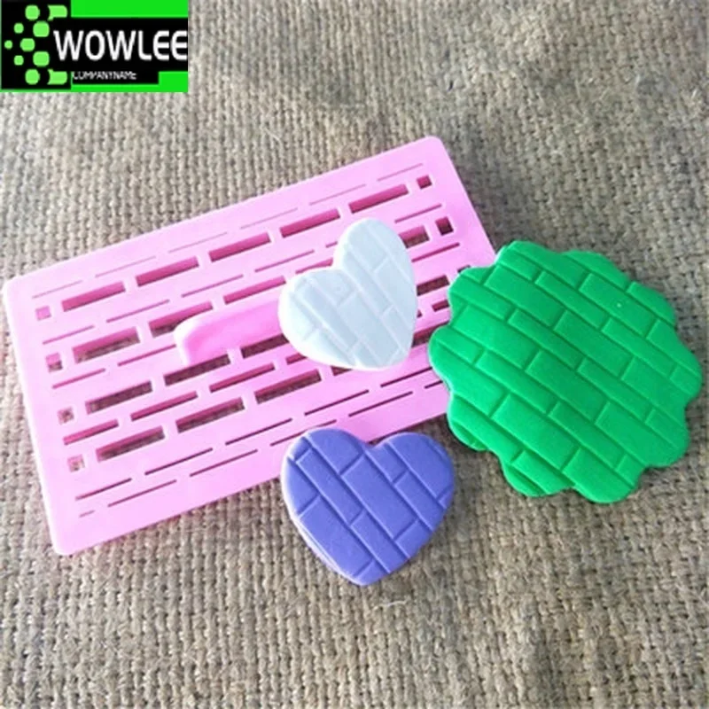 1pc Stamp Brick Stone Wall Decorating Fondant Cutter Embosser Stamp Mould Cake Cookie Mold Chocolate Topper Baking Tools